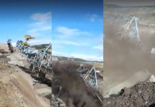 VIDEO: Noi imagini cu momentul prăbușirii excavatorului din cariera Alunu. Minerii se aflau la doar câțiva metri și au filmat totul. Lider sindical: E dezastru!