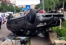 VIDEO: ACCIDENT SPECTACULOS, DUPĂ DRIFTURI ÎN SENSUL GIRATORIU