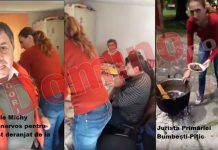VIDEO. Ospăț în timpul programului, la Primăria Bumbești-Pițic! Meniul zilei: tocan de oaie cu mămăliguță. Bucătar șef, jurista instituției; ajutor de bucătar, angajata de la asistență socială. În capul mesei, primarele Michy Nioață!
