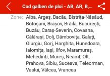 Gorjul, din nou sub cod galben de ploi