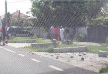 FOTO. Motociclist rănit în accident, la Drăguțești! A intrat într-un cap de pod!