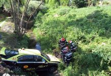 Accident spectaculos la Lupoaia! Doi bărbați au ajuns cu taxiul într-un pârâu