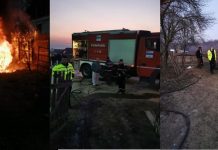 Mașină mistuită de flăcări. Incendiul s-a extins la un gard!