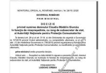 Mădălin Giurcău, numit vicepreședinte al ANPC! Ordinul, publicat în Monitorul Oficial