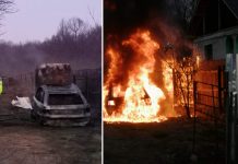 Incendiu izbucnit la o mașină în comuna Bâlteni. Flăcările s-au extins la gardul unui vecin