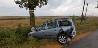 Un șofer de 73 de ani a ajuns cu mașina în pom, după ce a fost lovit de un șofer care nu a păstrat distanța regulamentară