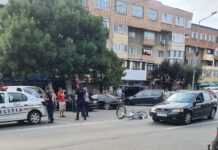 Gorj: Biciclist acroşat de un autoturism în Târgu Jiu