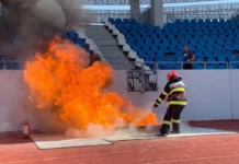 Cei mai buni pompieri militari din țară se întrec pe Stadionul Municipal Târgu Jiu