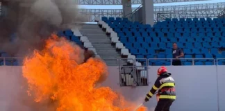 Cei mai buni pompieri militari din țară se întrec pe Stadionul Municipal Târgu Jiu