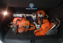 Gorj: Bărbați reținuți după ce au furat noaptea din depozitul unui magazin șapte drujbe