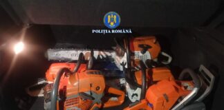 Gorj: Bărbați reținuți după ce au furat noaptea din depozitul unui magazin șapte drujbe