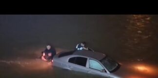 (VIDEO) Femeie salvată din apele Jiului de doi polițiști din Târgu Jiu